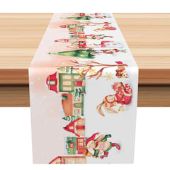 Aperturee - Aperturee Lovely Rabbits Town Snowman Christmas Table Runner