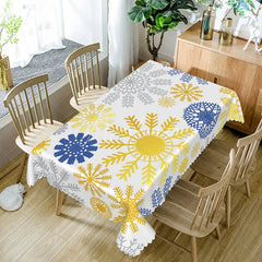 Aperturee - Aperturee Lovely Winter Tablecloth with Snowflake Totem Pattern for Christmas Holiday and Frozen Themed Party