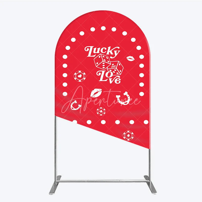 Aperturee - Aperturee Lucky In Love Las Vegas Wedding Arch Backdrop Red Casino Theme Bridal Shower Party Cover