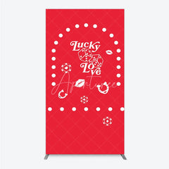 Aperturee - Aperturee Lucky In Love Las Vegas Wedding Rectangle Backdrop Red Casino Theme Bridal Shower Party Cover