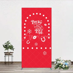 Aperturee - Aperturee Lucky In Love Las Vegas Wedding Rectangle Backdrop Red Casino Theme Bridal Shower Party Cover