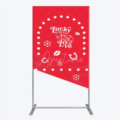 Aperturee - Aperturee Lucky In Love Las Vegas Wedding Rectangle Backdrop Red Casino Theme Bridal Shower Party Cover