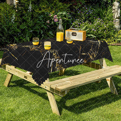 Aperturee - Aperturee Luxurious Black Marble Texture Natural Tablecloth