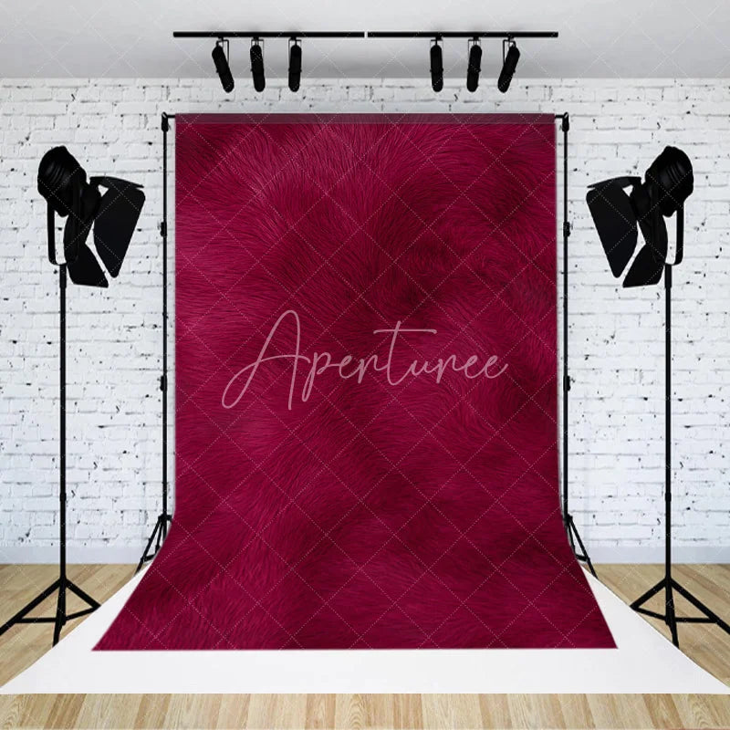 Aperturee - Aperturee Luxurious Deep Magenta Plush Fur Textured Photography Backdrop Soft Elegant Background for Creative Portraits.