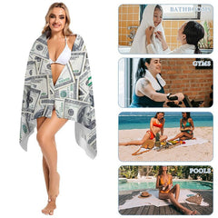 Aperturee - Aperturee Luxurious Dollars Custom Name Beach Towel For Man