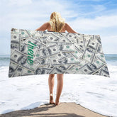Aperturee - Aperturee Luxurious Dollars Custom Name Beach Towel For Man