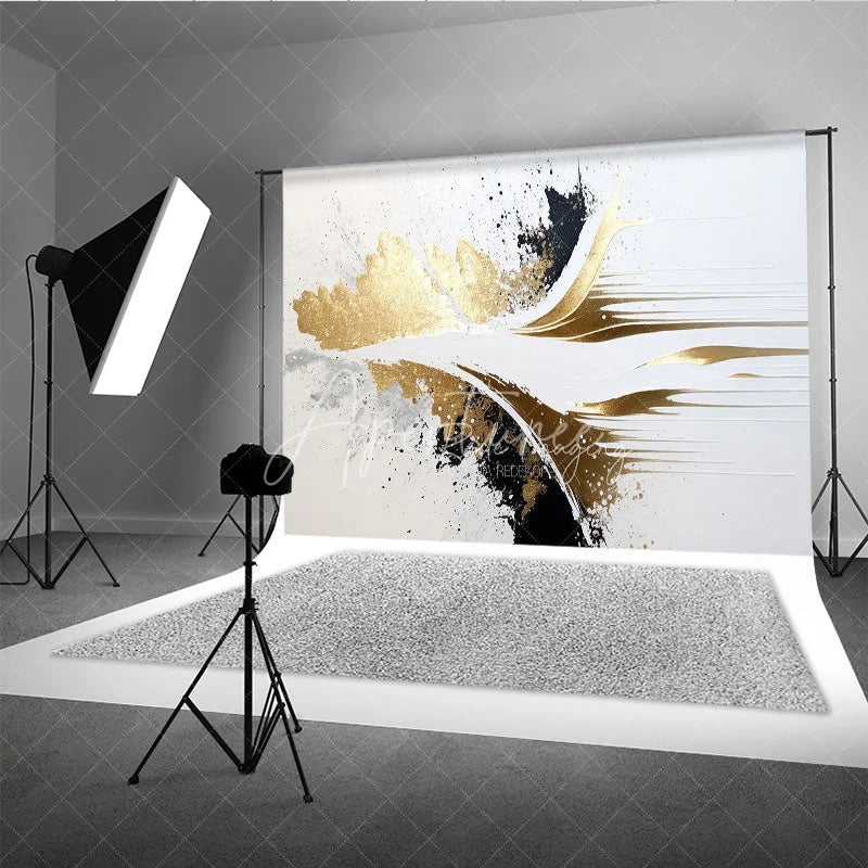 Aperturee - Aperturee Luxurious Gold Black and White Abstract Photography Backdrop Modern Artistic Studio Photo Background