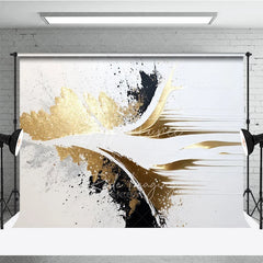 Aperturee - Aperturee Luxurious Gold Black and White Abstract Photography Backdrop Modern Artistic Studio Photo Background