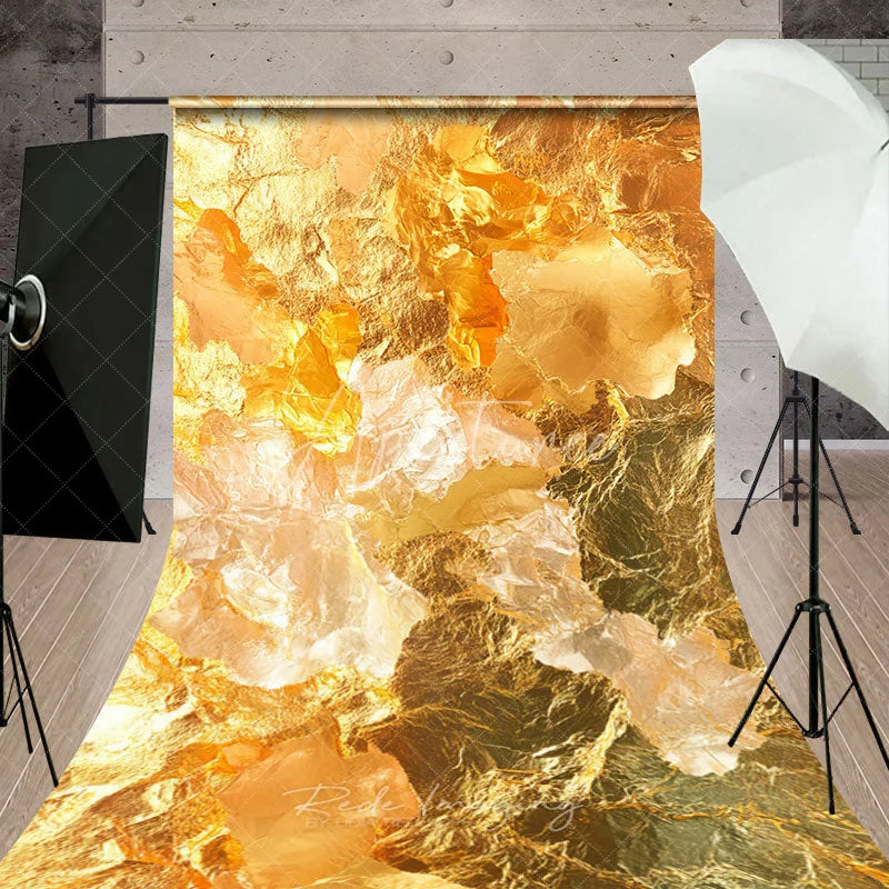 Aperturee - Aperturee Luxurious Golden Foil Texture Sweep Backdrop Elegant Party Photography Background for Celebrations