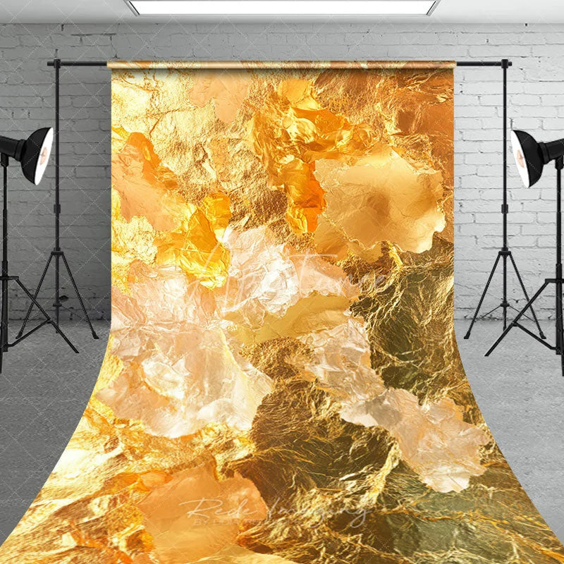 Aperturee - Aperturee Luxurious Golden Foil Texture Sweep Backdrop Elegant Party Photography Background for Celebrations