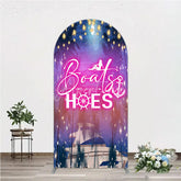 Aperturee - Aperturee Luxurious Tropical Night Yacht Party Arch Backdrop Kit featuring Sparkling Lights and Palm Trees