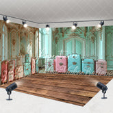 Aperturee - Aperturee Luxurious Wall Colorful Luggage Room Set Backdrop