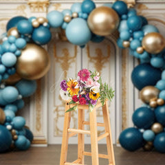 Aperturee - Aperturee Luxury Beige Gold Wall Arch Balloons Photo Backdrop