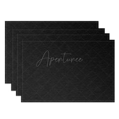 Aperturee - Aperturee Luxury Black Abstract Placemats Set of 4 Modern and Elegant Design for Formal Dining Table Setting