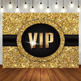 Aperturee - Aperturee Luxury Black Gold Glitter Vip Birthday Party Backdrop