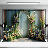Aperturee - Aperturee Luxury Blue Wall Floral Greeenry Wedding Backdrop