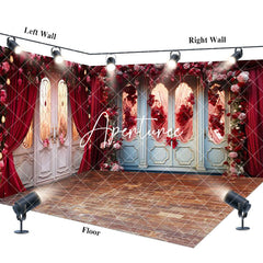 Aperturee - Aperturee luxury blue white door curtain Room Set Backdrop