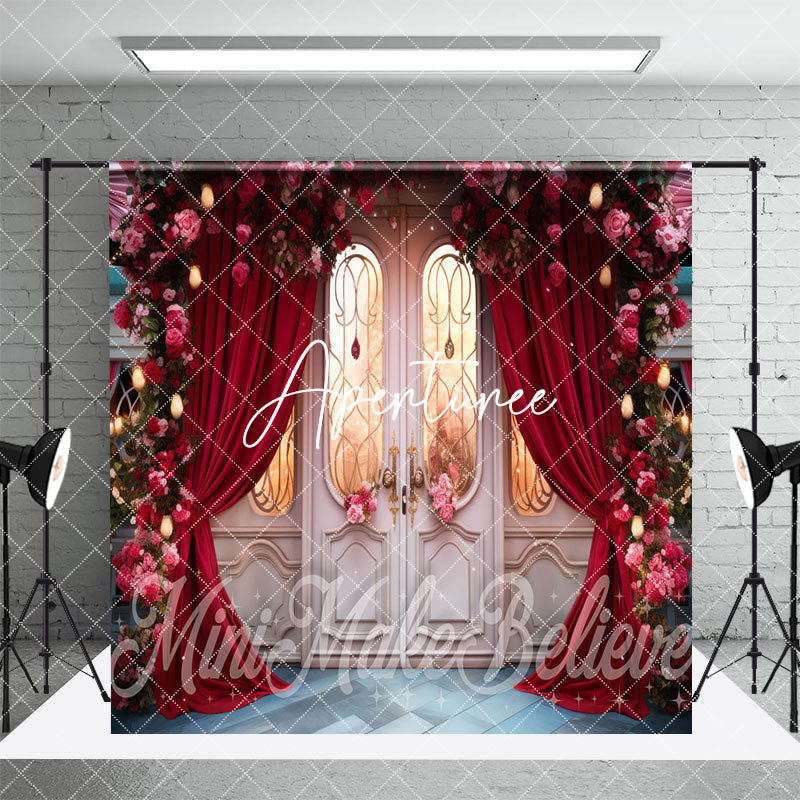 Aperturee - Aperturee luxury blue white door curtain Room Set Backdrop