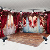 Aperturee - Aperturee luxury blue white door curtain Room Set Backdrop