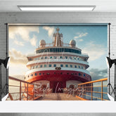Aperturee - Aperturee Luxury Cruise Ship Deck Scenery Backdrop Ocean Vacation Photography Studio Background for Summer Party