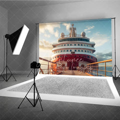 Aperturee - Aperturee Luxury Cruise Ship Deck Scenery Backdrop Ocean Vacation Photography Studio Background for Summer Party