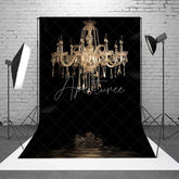 Aperturee - Aperturee Luxury Crystal Chandelier Backdrop Elegant Fine Art Black Background for Professional Portraits