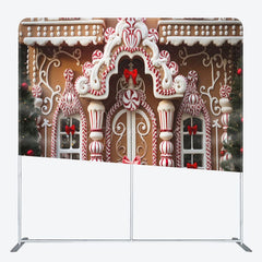 Aperturee - Aperturee Luxury Gingerbread Candy House Xmas Tension Backdrop