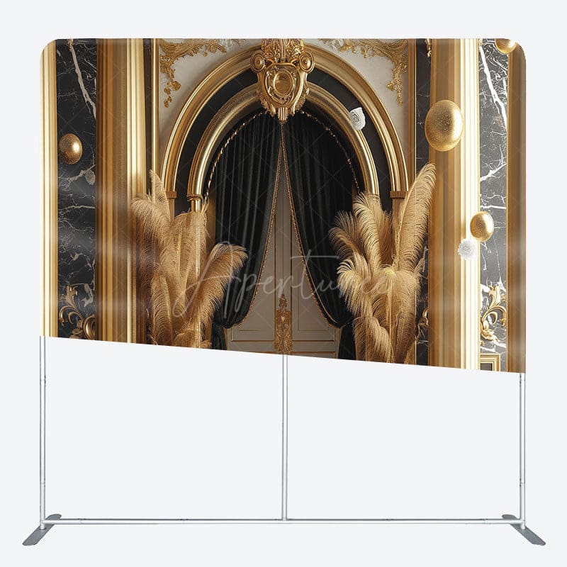 Aperturee - Aperturee Luxury Gold Arch Door Photography Tension Backdrop