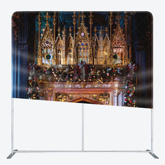 Aperturee - Aperturee Luxury Gold Palace Bell Fireplace Xmas Backdrop