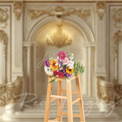 Aperturee - Aperturee Luxury Golden Palace Interior Photography Backdrop Ornate Archway Royal Wedding Background Elegant Architecture Photo