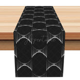 Aperturee - Aperturee Luxury Modern Table Runner with Black Abstract Texture Elegant Kitchen Linen for Formal Dining Party Decor