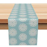 Aperturee - Aperturee Luxury Modern Table Runner with Blue and White Floral Pattern Elegant Dining Room Decor for Wedding Party