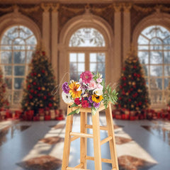 Aperturee - Aperturee Luxury Palace Window Christmas Vibe Photo Backdrop