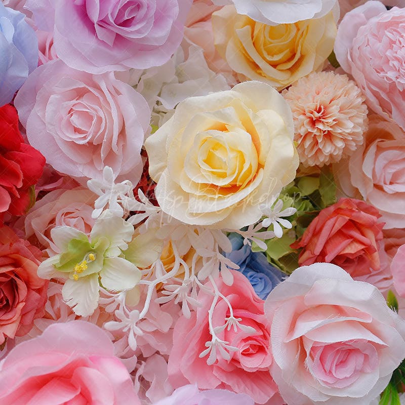 Aperturee - Aperturee Luxury Pink Blue Flower Fabric Wall Wedding Decoration