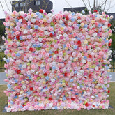 Aperturee - Aperturee Luxury Pink Blue Flower Fabric Wall Wedding Decoration