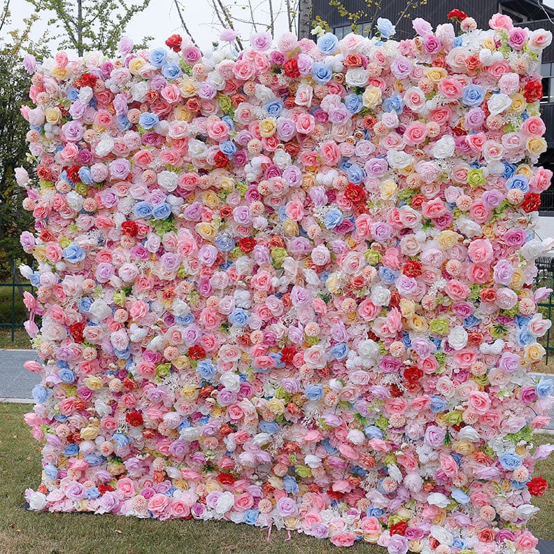 Aperturee - Aperturee Luxury Pink Blue Flower Fabric Wall Wedding Decoration