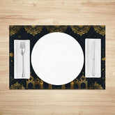 Aperturee - Aperturee Luxury Ramadan Mosque Set of 4 Placemats Golden Lace and Star Eid Mubarak Dining Mats for Islamic Celebration