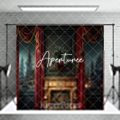Aperturee - Aperturee Luxury Red Curtain Black Christmas Room Set Backdrop