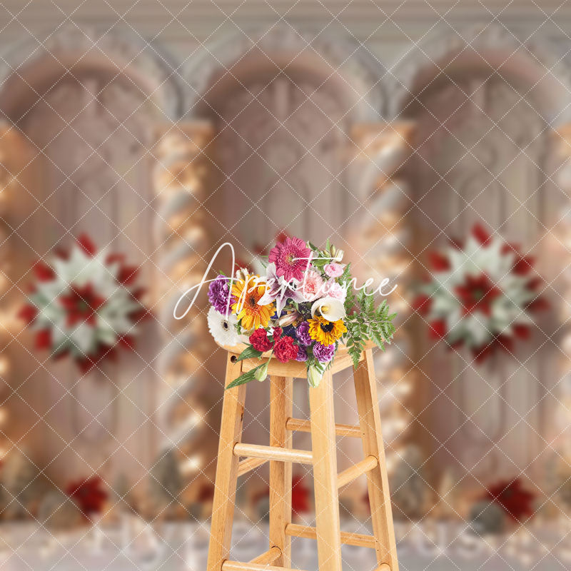 Aperturee - Aperturee Luxury Retro Wall Wreath Light Christmas Backdrop