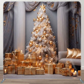 Aperturee - Aperturee Luxury White Wall Curtain Xmas Tension Fabric Backdrop