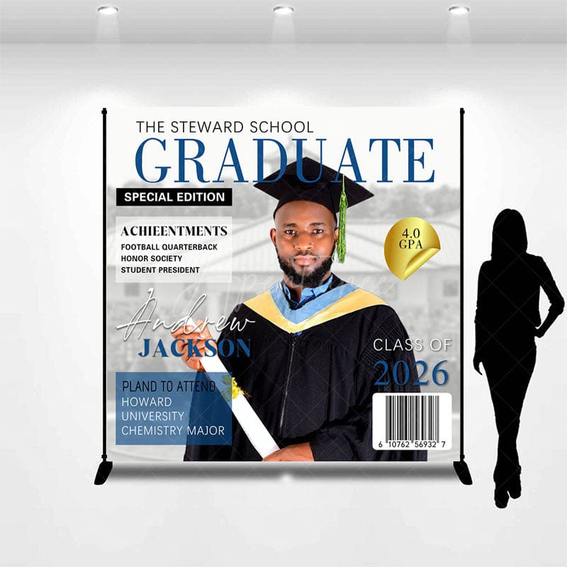 Aperturee - Aperturee Magazine Custom Name Photo Congrats Grad Backdrop