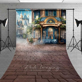 Aperturee - Aperturee Magic Castle Town Sweep Photo Backdrop Vintage Street Shop Facade Background Fairytale Kingdom Floor Prop
