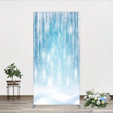 Aperturee - Aperturee Magical Blue Winter Wonderland Icicle and Snowflake Rectangle Arch Backdrop Snowy Christmas Party Decor.