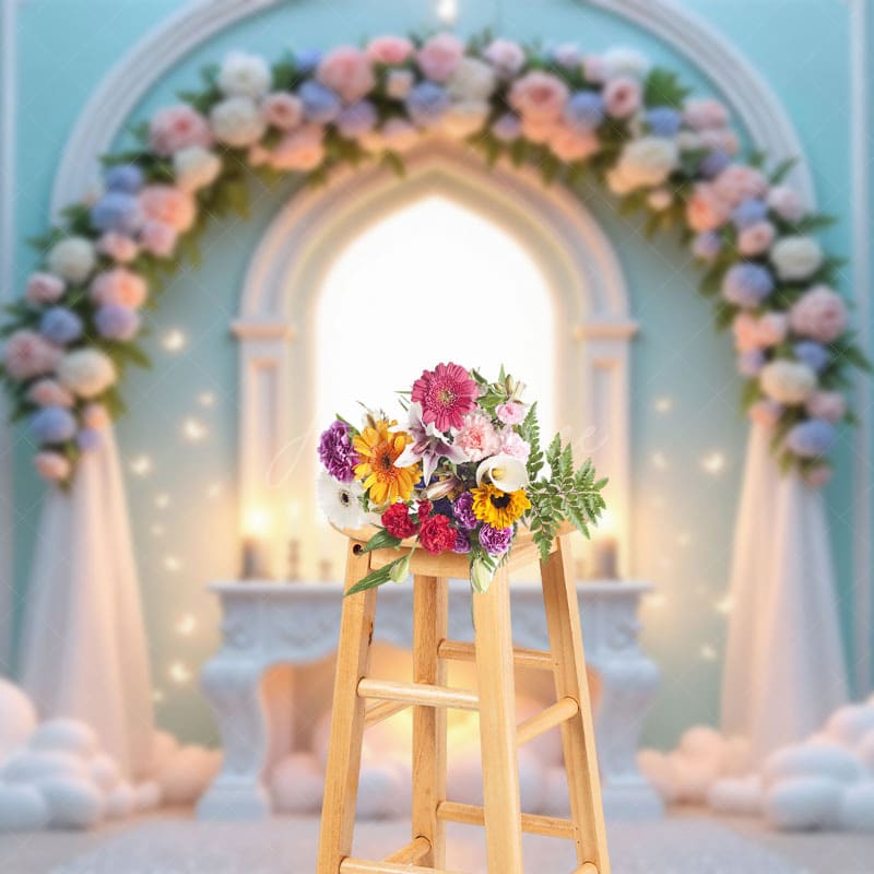 Aperturee - Aperturee Magical Butterfly Floral Arch Sweet Wedding Backdrop