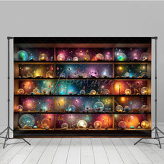 Aperturee - Aperturee Magical Celestial Orbs Photography Backdrop Shelves of Galaxy and Nebula Spheres Fantasy Themed Studio