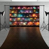 Aperturee - Aperturee Magical Celestial Orbs Sweep Backdrop Shelves of Galaxy and Nebula Spheres Fantasy Themed Studio Floor