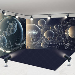 Aperturee - Aperturee Magical Dark Blue Galaxy Bubble Room Set Backdrop