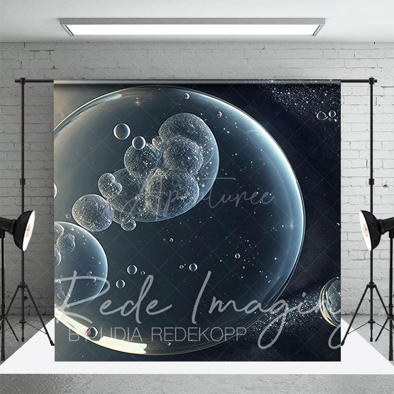 Aperturee - Aperturee Magical Dark Blue Galaxy Bubble Room Set Backdrop