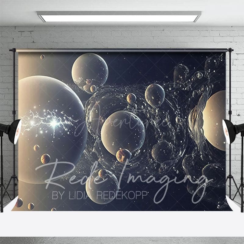 Aperturee - Aperturee Magical Dark Blue Galaxy Bubble Room Set Backdrop