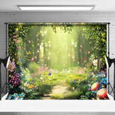 Aperturee - Aperturee Magical Forest Fairyland Greeny Spring Scene Backdrop